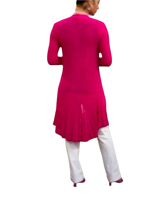 Nina Leonard Sweaters - Nina Leonard Knit Long Cardigan Long Sleeve With Uneven Hem Bright Pink Size M